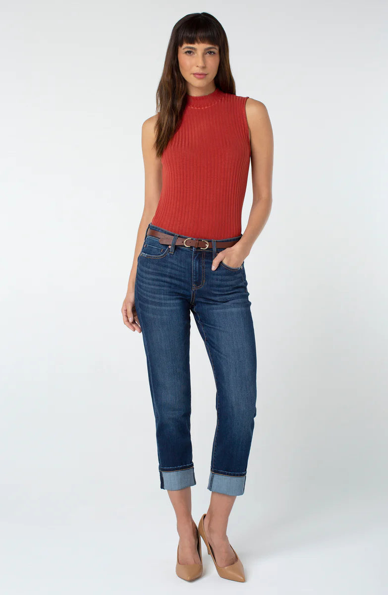 LM5602SS8 Liverpool Marley Girlfriend Raw Cuff Jeans - Timeless