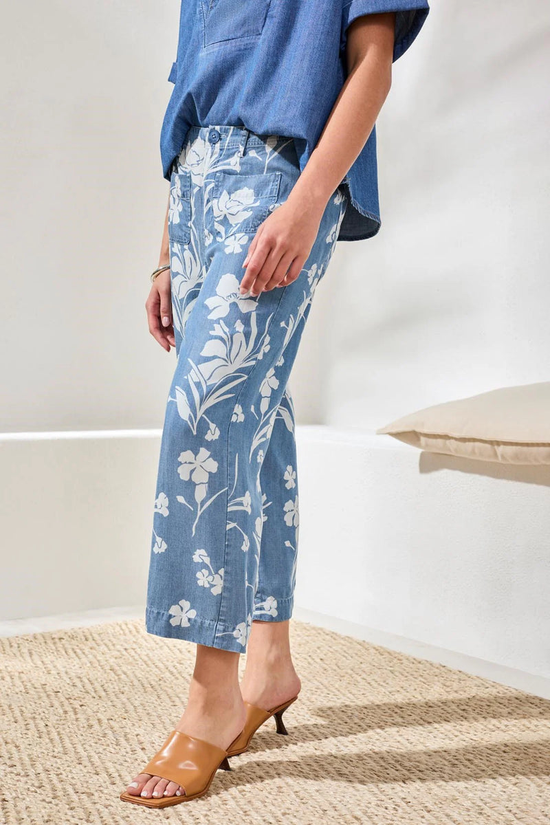 Tribal Jean - Floral Crop - Sea Side Blue – Cloth
