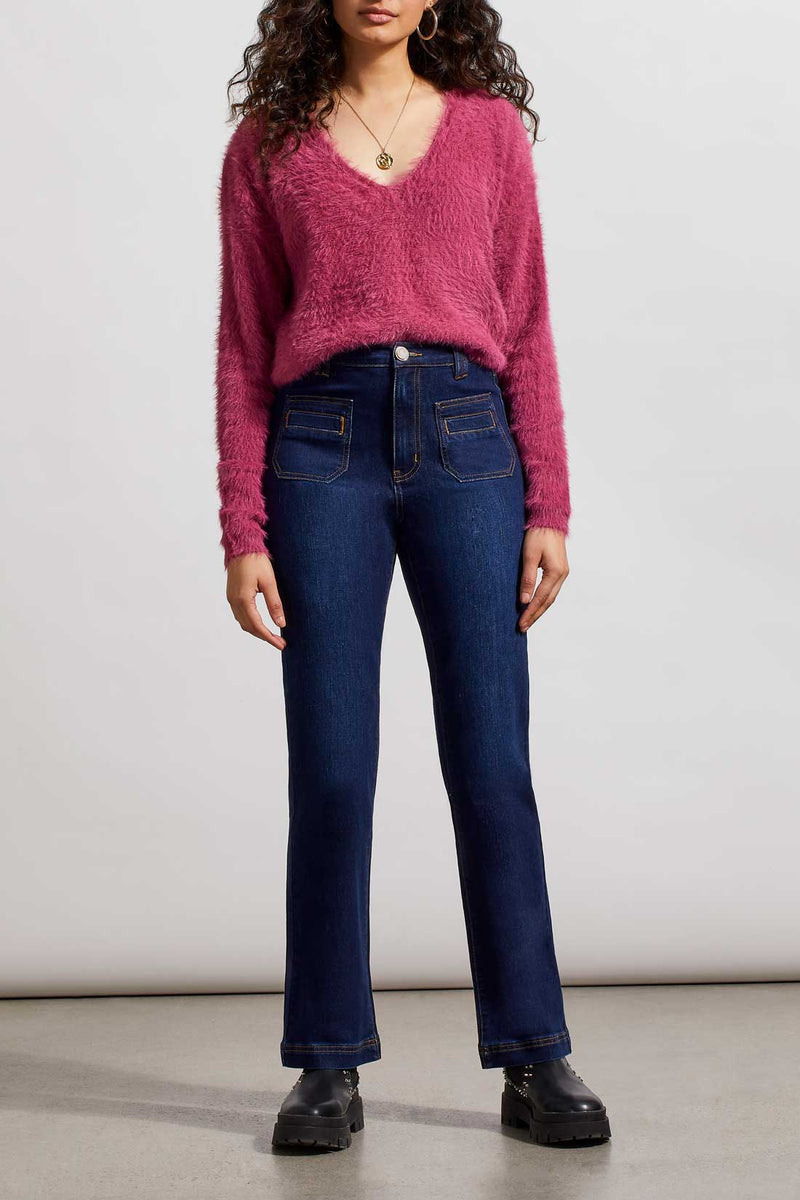 Buy Boohoo Basics High Rise Ripped Flared Jeans In Indigo