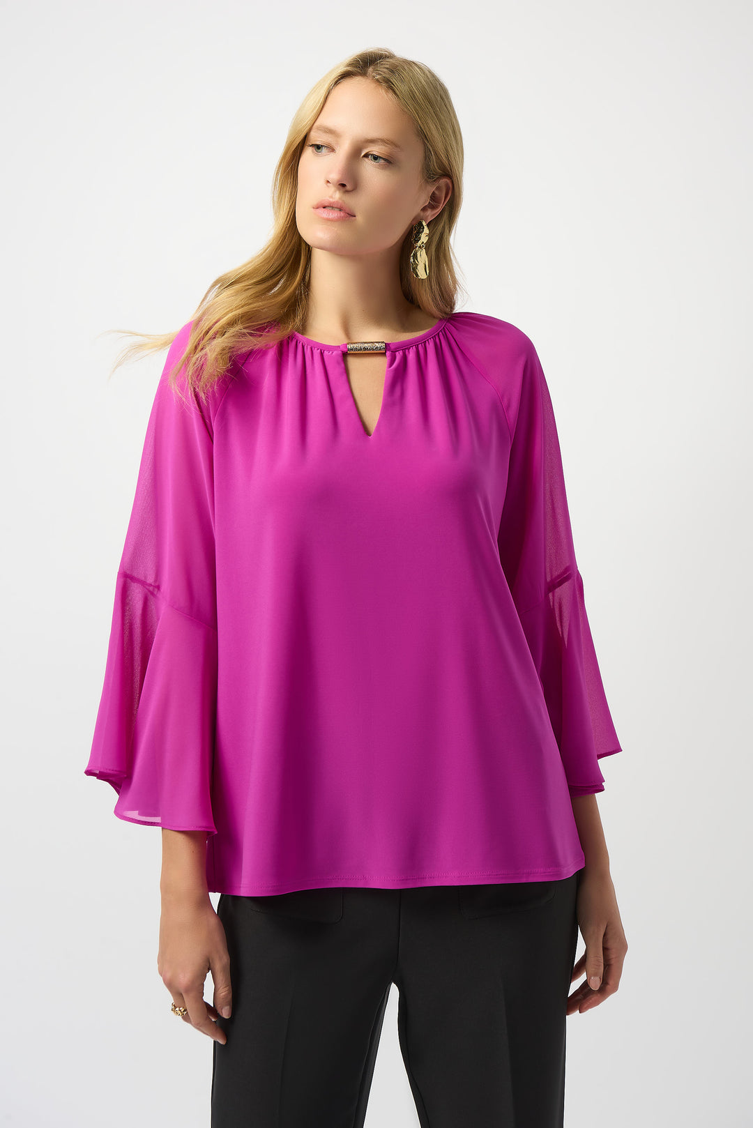 Joseph Ribkoff Top - Keyhole Chiffon - Cosmos – Cloth