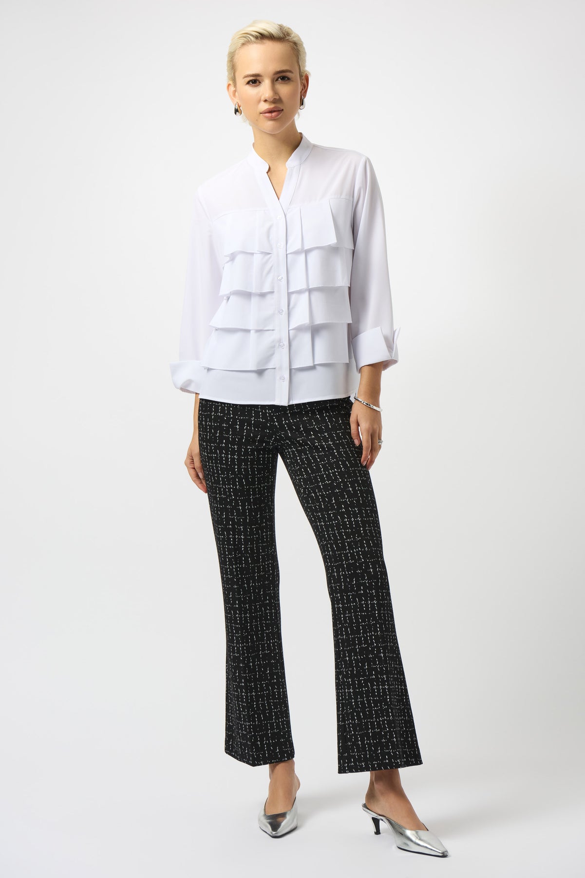 Joseph Ribkoff Top - Ruffle Blouse - White – Cloth