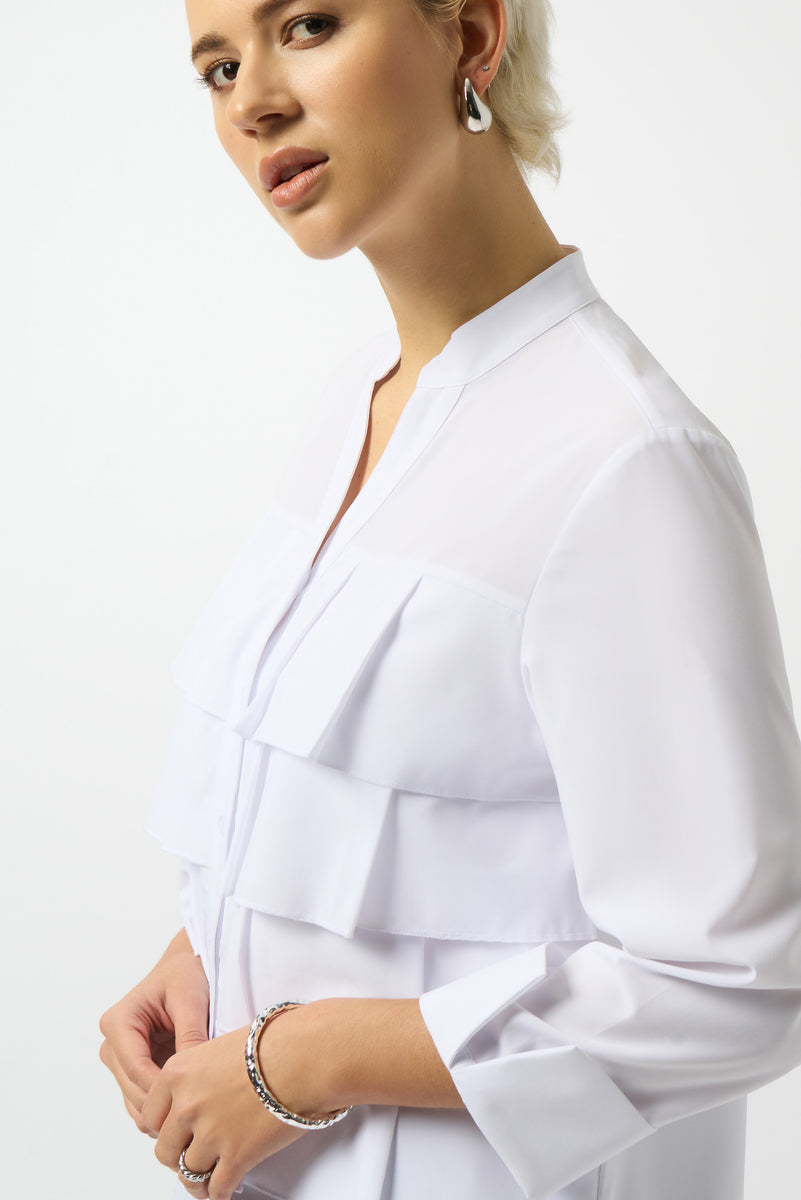 Joseph Ribkoff Top - Ruffle Blouse - White – Cloth