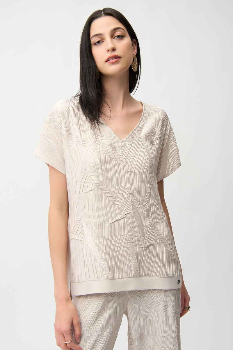 Vee Moon Joseph Ribkoff Top - Textured Vee - Moon Stone – Cloth