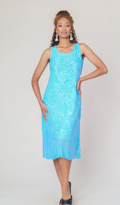 Women's Spring & Summer Dresses Fish Print Fabric Square Collar