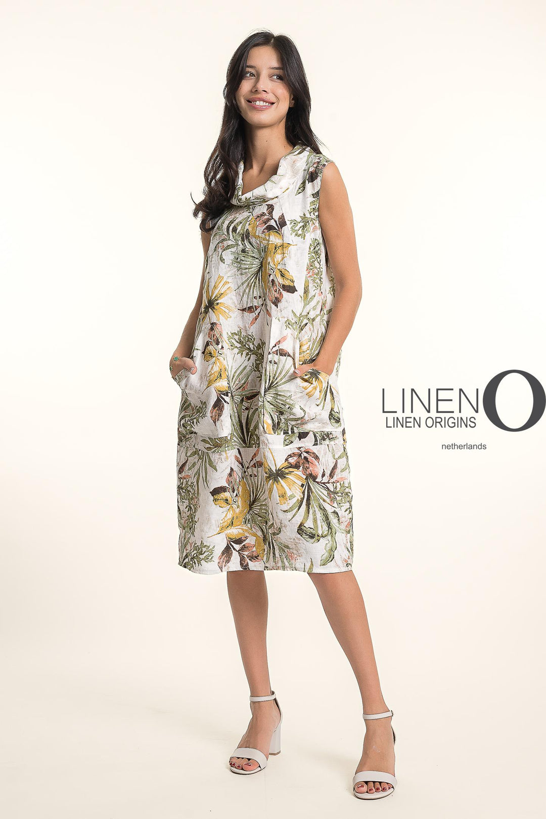 Linen Luv Dress - Soft Cowl - Bianco