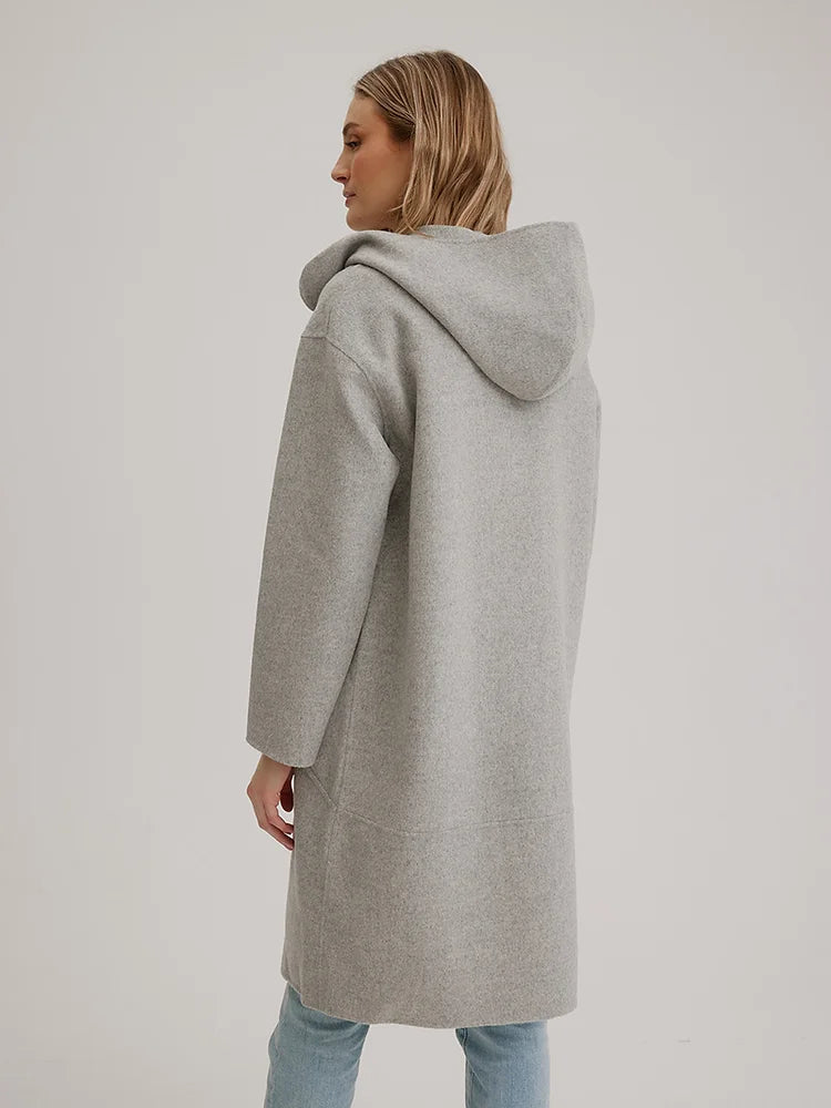 Grey hooded coat shop