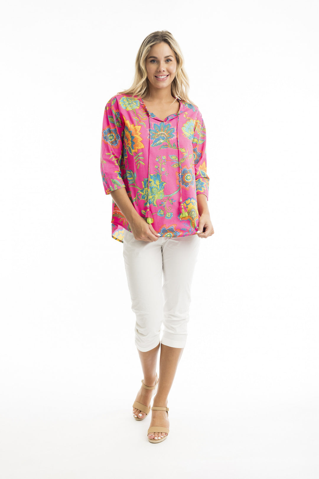トップス soor ploom agatha tunic 4Y SOOR PLOOM / Peasant Tunic - Checker Rose Print