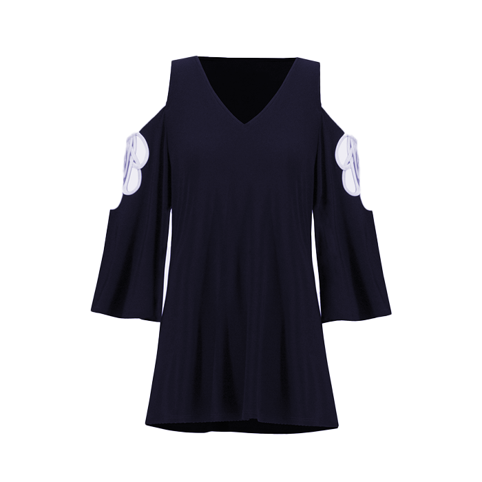 Black white cold shoulder top hot sale