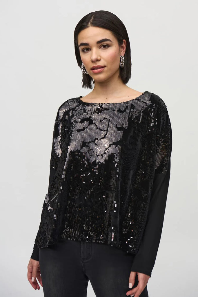 Joseph Ribkoff Top - Silky Sequin - Black – Cloth
